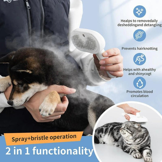 Steam Mist Pet Grooming Brush